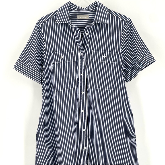 EVERLANE The Daytripper Striped Button Down Oversized Short Sleeve Shirt Dress - Picture 6 of 11